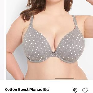 NWT never worn gray polka dot plunge cotton t shirt bra